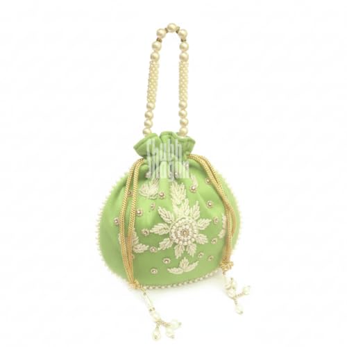 Image of Woman's Silk Hand Work Handbag Potli Bag