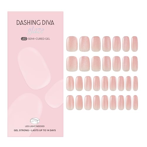 Dashing Diva Glaze Effects Nail Strip Set - Ballerina Blush - Long Lasting, Chip Resistant, Semi-Cured Gel Nail Strips - 4-Piece Manicure Set with 32 Strips