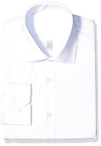 Perry Ellis Men's Slim Fit Spread Collar Performance Dress Shirt, White Solid, 17 32/33