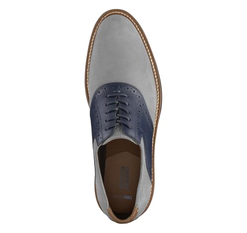 Johnston & Murphy Men's Hodges Saddle Lace-Up Oxford, Gray Suede/Navy Full Grain, 10 M2