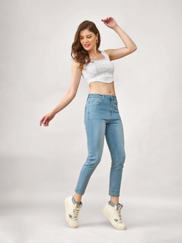 Image of Lyra Women's Mid-Rise Slimfit Ankle Length Jeans|Stretchable Fabric for Comfort|Trendy & Stylish Denim