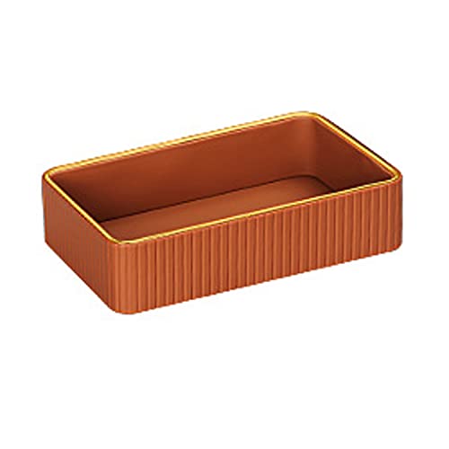 Boîte de Rangement de Bureau Plateau de décoration en Plastique cosmétique Bijoux boîte de Rangement Salle de Bain Plateau de Rangement Bureau à Domicile Fruits café thé (Orange, Rectangle) Cover