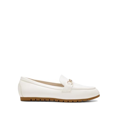 DREAM PAIRS Loafers for Women Casual Comfortable Slip On Flat Lightweight Leisure Work Shoe Comfort Walking Shoes,Size 10,White,DWUMSP2501