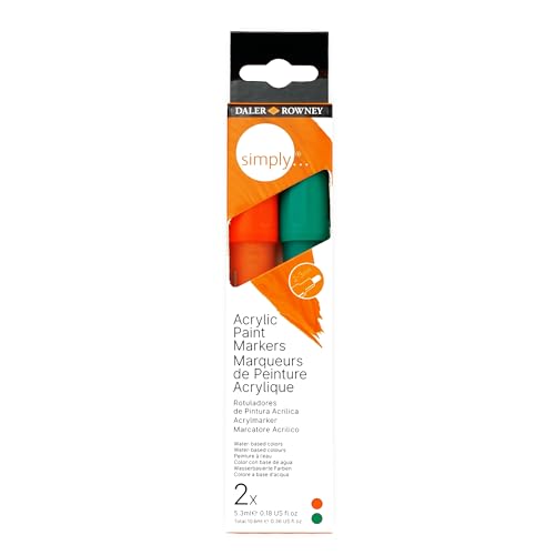 Daler Rowney Simply - Set 2 marqueurs acrylique rouge et vert