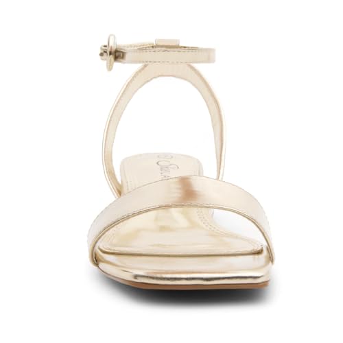 Image of Shoe Land Low Heels for Women 1 Inch Chunky Block Heeled Sandals Square Open Toe Strappy Ankle Strap Dressy Sandals for Wedding Prom Party Office