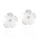 Mother of Pearl White Plumeria Flower Carved .925 Sterling Silver Post Earrings
