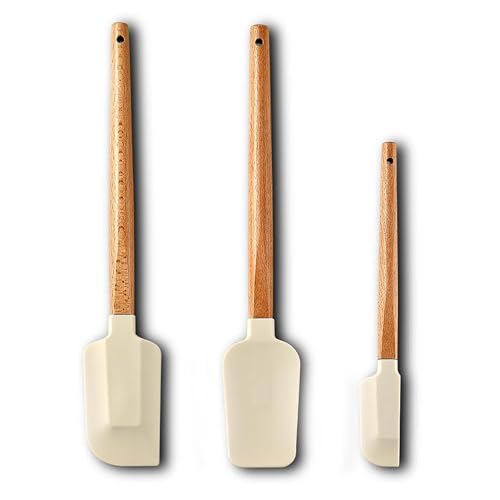 3-Piece Heat Resistant Silicone Spatula Set for...