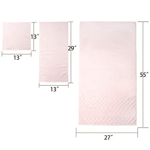 Diaojia Bath Towels Soft Cotton 6 Piece, Cotton Anti Odor Family Towels, Highly Absorbent Quick-Drying Lightweight Spa Towel For Bathroom 2 Bath Towel 2 Washcloth 2 Hand Towel (Pink) #TOP5