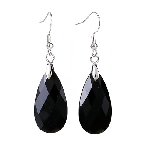 Women Natural Black Onyx Stone Earrings Boho Handmade Healing Gemstone Agate Drop Earrings Jewelry Gift for Natural Lover Cover