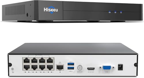 【16 channel Extendable】Hiseeu 8 Port 4K PoE Network Video Recorder NVR, Support...