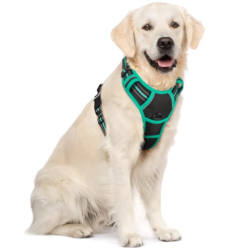 rabbitgoo Hundegeschirr Mittelgroße Hunde, Anti Zug Geschirr mit Kontrolle, No Pull Verstellbar Hundegeschirr Grosse Hunde, Atmungsaktiv Reflexstreifen Brustgeschirr Sichere