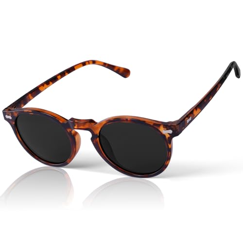 AUYAO Gafas de sol Mujer, Gafas Polarizadas Mujer de Estilo Clásico Redondo Retro, Gafas de sol Unisex Adulto para Conducir Golf Aire Libre Viajes Senderismo, Lentes Grises (C6)