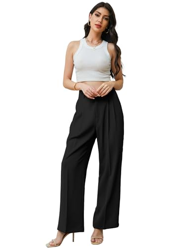 Betusline Women's Wide Leg Long Dress Pants High Waisted Business Casual Straight Office Trousers.X-Small-XX-Large4