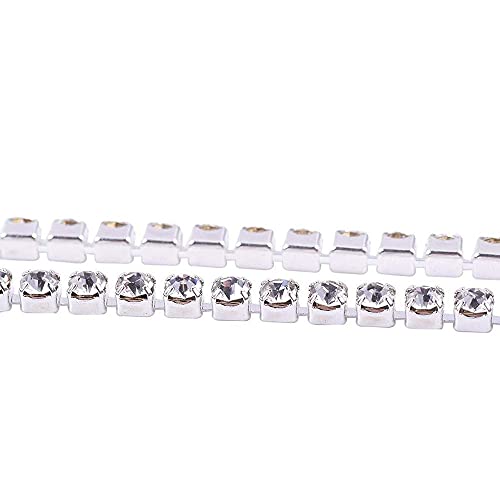 Image of Diy Crafts 13474 20 Yards Crystal Rhinestone Close Chain Trimming Claw Chain, Crystal Beads Silver 20 Yards, #2, Pack of 20 Yards (Multicolor)