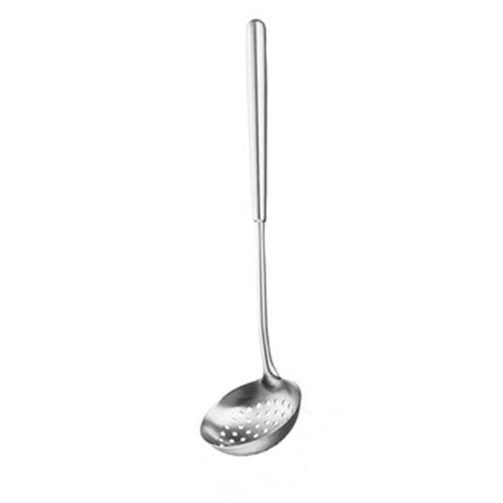 Cuchara de cocina, Cuchara ranurada con mango redondo, gruesa, larga y fugas, for consumo en ollas calientes(Silver)