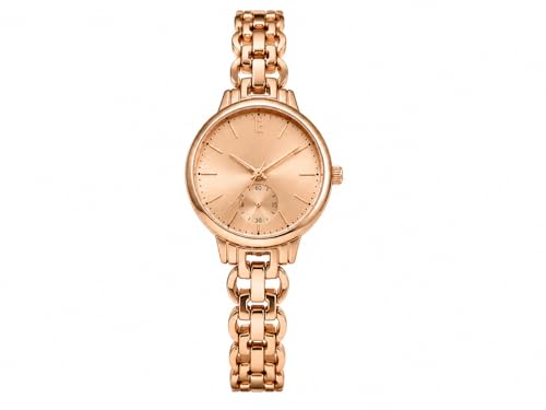 Image of HALFDOT Women's Rose Gold Analog Wrist Watch | Elegant Chain-Link Metal Strap Quartz Watch | Fashion Wrist Watch for Women & Girls