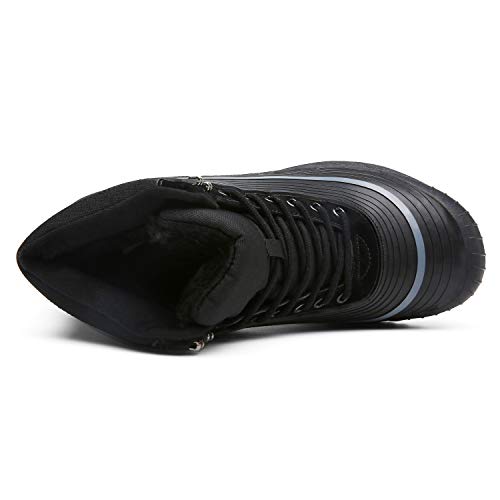 Ulogu Men's Snow Boots Waterproof Fur Lined Booties Non-Slip Lightweight Winter Shoes, Black/Grey, 10.5 M Us #TOP2