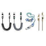 安心の日本企業 MSL FORCE スプリングケーブル 2m USB-A+C to USB-C+Lightning PD240W 480Mbps 4in1-240 グレー(デジタル充電表示)