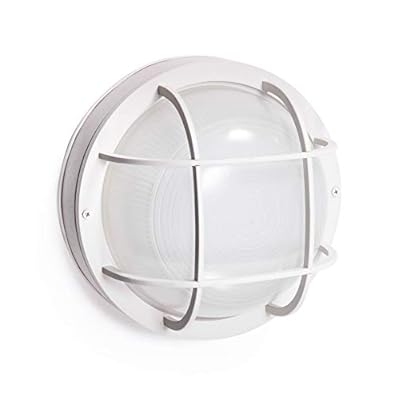 CORAMDEO Outdoor 10” Round LED Nautical Bulkhead Light, Flush Mount for Wall or Ceiling, Wet Location, 125W of Light… 31pThWKbM1L. SS400