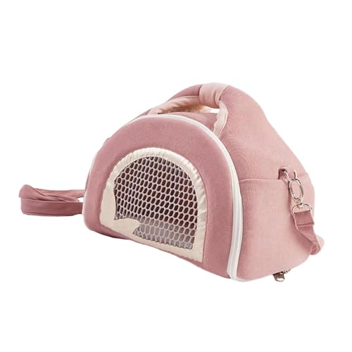 Bothyi Hamster Carrier Bag Portable Habitat with Mesh Window Small Animals Carrying Case for Small Pet Rat Hedgehog Bunny Chinchilla, Pink