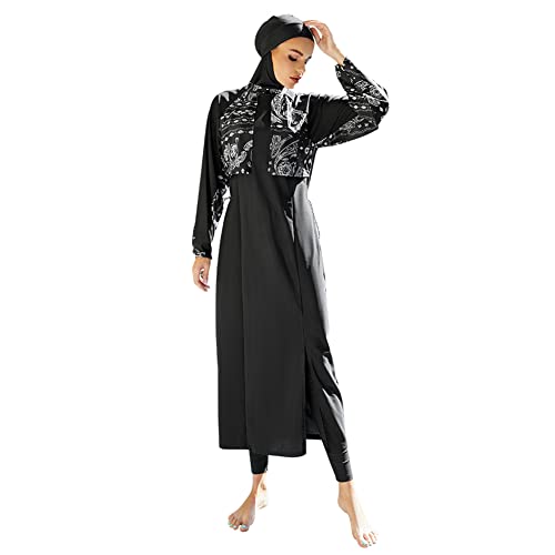 Modest Women Muslim Swimwear Full Coverage Long Sleeve Swimsuit Hijab 3pcs Burkini Islamic Bathing Suit