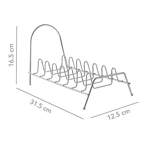 Image of wolpin 1 Pc Stainless Steel Plate Rack|Dish Rack|Plate Stand|Dish Stand|Lid Holder Utensils Rack For Kitchen Cabinet-8 Sections With Anti-Rust Nano Coating Plates Organiser,12.5x16.5x31.5 Centimeters