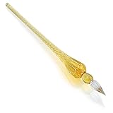 Jacques Herbin - Ref 21453T - Traditional Glass Quill Pen with Gift Box - Sand Colour - 18cm Long, Suitable for Fountain Pen Ink, Handmade, Twisted Glass Threads