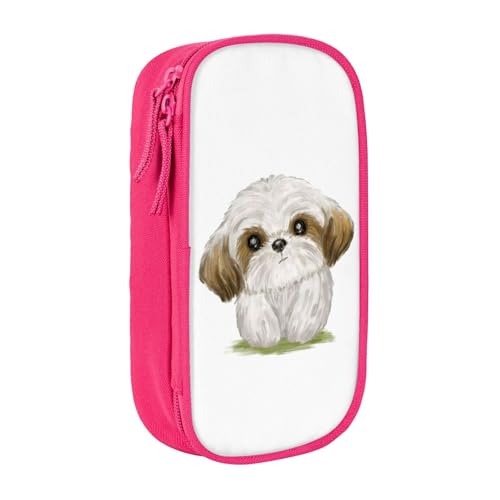 萌え シーズー 犬ペンケース 文具 ファッション 収納 筆袋 多功能 中の高校生 軽い量 男女通用 鉛筆の箱 学生 児童 誕生日 入学 贈り物 包 収納包 Pink