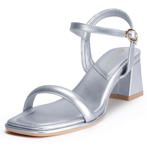 Image of Women's Chunky Block Heeled Sandals Open Toe Strappy Heel