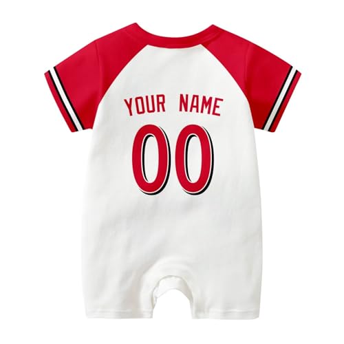 Image of KREDE Baby Clothes Unisex Bodysuit White Custom Name Number for Baby Boys