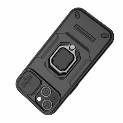 Image of SHINESTAR Tough Armor iPhone 15 Bumper Back Case Cover | Ring Holder & Sliding Camera Shield Cover | 360 Degree Protection Back Case Cover for Apple iPhone 15 (Black)
