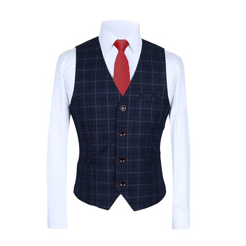 MOGU Mens 3-Piece Slim Fit Plaid Suit - Blazer, Vest, and Pants Set for Wedding, Prom, and Business4