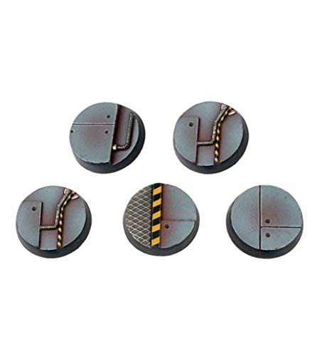 War World Gaming Industry of War Sci-Fi Industrial Round Miniature Bases x 5 (25mm) – 28mm Wargaming Terrain Model Diorama Figure Painting Wargame Battle Army