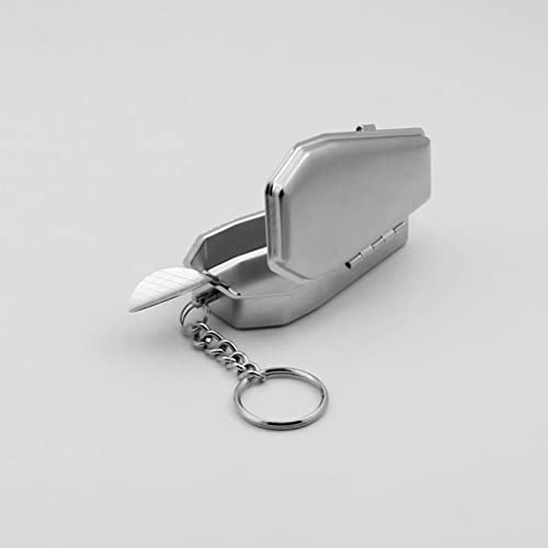 Image of 1PC Portable Ashtray Mini Ash Tray with Lids Smell Proof, Metal Coffin Shape Pocket Ashtray, Key Chain Small Car Ashtrays for Outdoor, Travelling, Camping