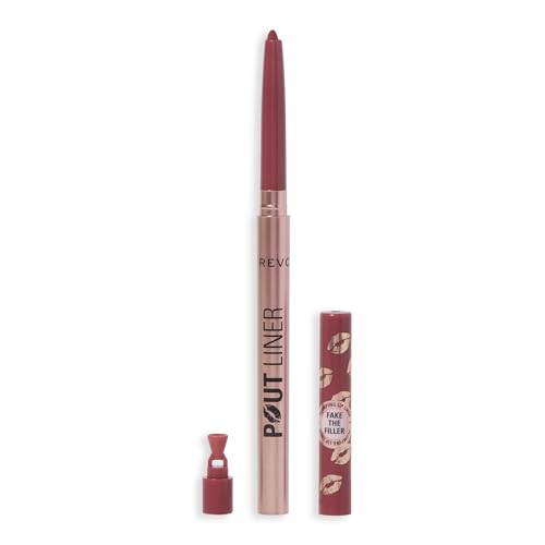 Image of Revolution Pout Bomb Plumping Lip Liner, Peach Orange | Long-Lasting Lip Shaper with Hyaluronic Acid & Vitamin E, Vegan & Cruelty-Free