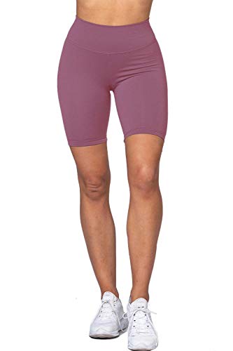 Ouber Women's 7'' Inseam Active Shorts High Waist Tight Yoga Fitness (Pink,L)