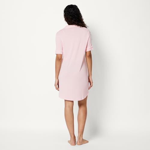 Image of Amazon Essentials Women's Modal-Blend Nightgown, Short Sleeve Button-Down