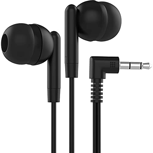 Maeline Bulk Earbuds with 3.5 mm Headphone Plug - 50 Pack Wholesale Bundle - Jet Black