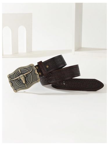 Men's Leather Buckle Belts Vintage Embossed Waist Western Belts for Jeans4