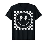 Vintage White Checkered Smile Face Shirt Cute Smiling Face T-Shirt