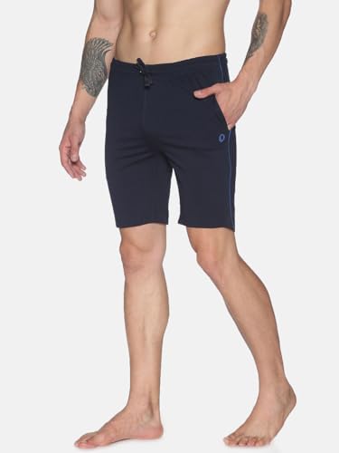 Image of Dollar Cotton Rich Fabric Solid Men's Shorts | Contrast Piping | One Side Zipper Pocket with Embossed Branding | Self Waistband with Drawcord | Wide Array of Attractive Colours