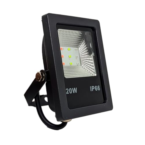 Refletor Holofote Led Rgb Multicolorido Com Controle 20w Ip66 Uso Externo