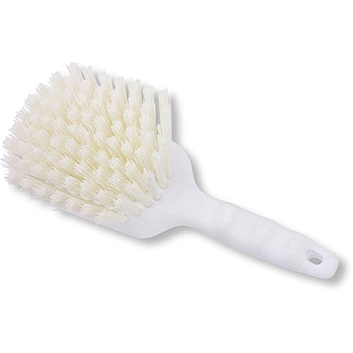 Image of SPARTA 40541EC02 Plastic Scrub Brush, Utility Brush, Kitchen Brush With Hanging Hole For Cleaning, 8 Inches, White, (Pack of 6)