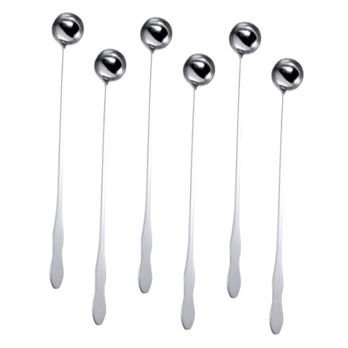 COLLBATH 6pcs Set Long Gourd Handle Stainless Steel Stirring Spoons Heat Resistant Ice Scoops for Bar Kitchen