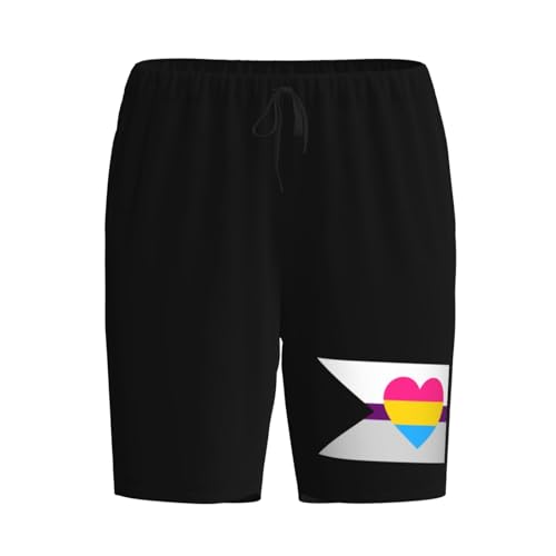 Panromantic Pride Flag Pajama Shorts for Men, Men's Pajama Bottoms, Sleepwear for Summer2