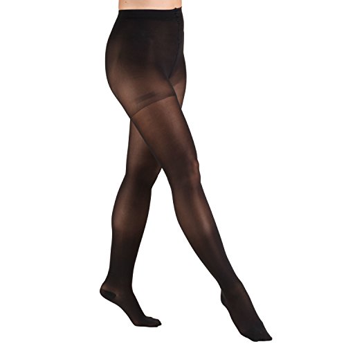Image of Truform Sheer Compression Pantyhose, 20-30 mmHg, Women's Shaping Tights, 20 Denier, Black, Large (Pack of 2)