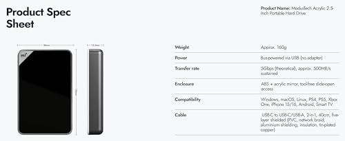 Disco duro externo portátil compatible con iPhone y Mac con transferencia USB 3.1 4