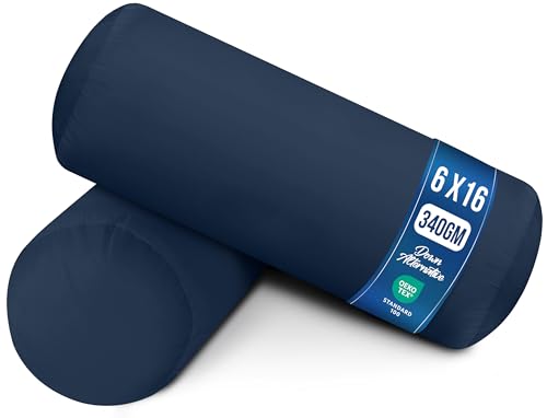 Utopia Bedding Bolster Pillows Insert (Pack of 2 Navy) - 6 x 16 Inches Neck Roll Pillows - Indoor Decorative Pillows