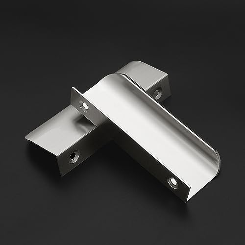 Image of Ravinte Silver Finger Edge Pulls Drawer Edge Pulls 102mm /4 inch 6 Pack | Concealed Handle Style, Low-Profile Finger Grip, Cabinet Edge Mount, 150mm /5.9 in, For Cabinets, Drawers, Cupboards, Kitchen