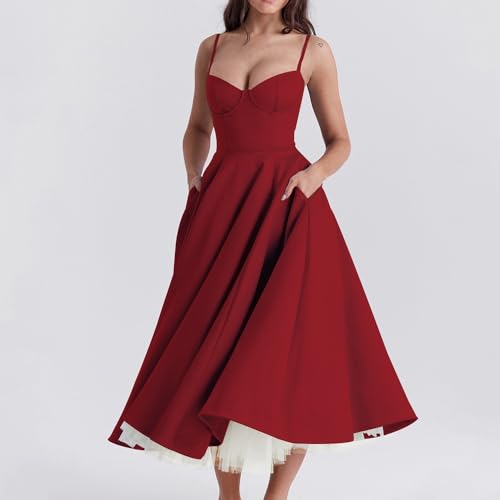 Cocktail Dresses for Women:Spaghetti Strap Corset Party Gown with Tulle Lining,Satin Slim Fit Vintage Evening2